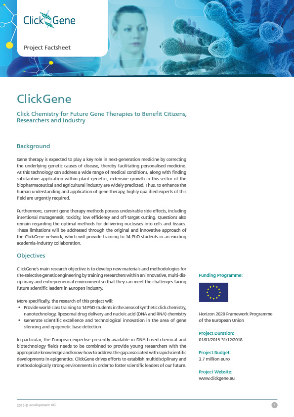 ClickGene - Click Chemistry for Future Gene Therapies to Benefit Citizens, Researchers and Industry